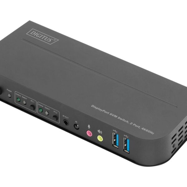 Digitus KVM Switch, 2-Port, 4K60Hz, 2 x DP in, 1 x DP/HDMI out | DS-12850