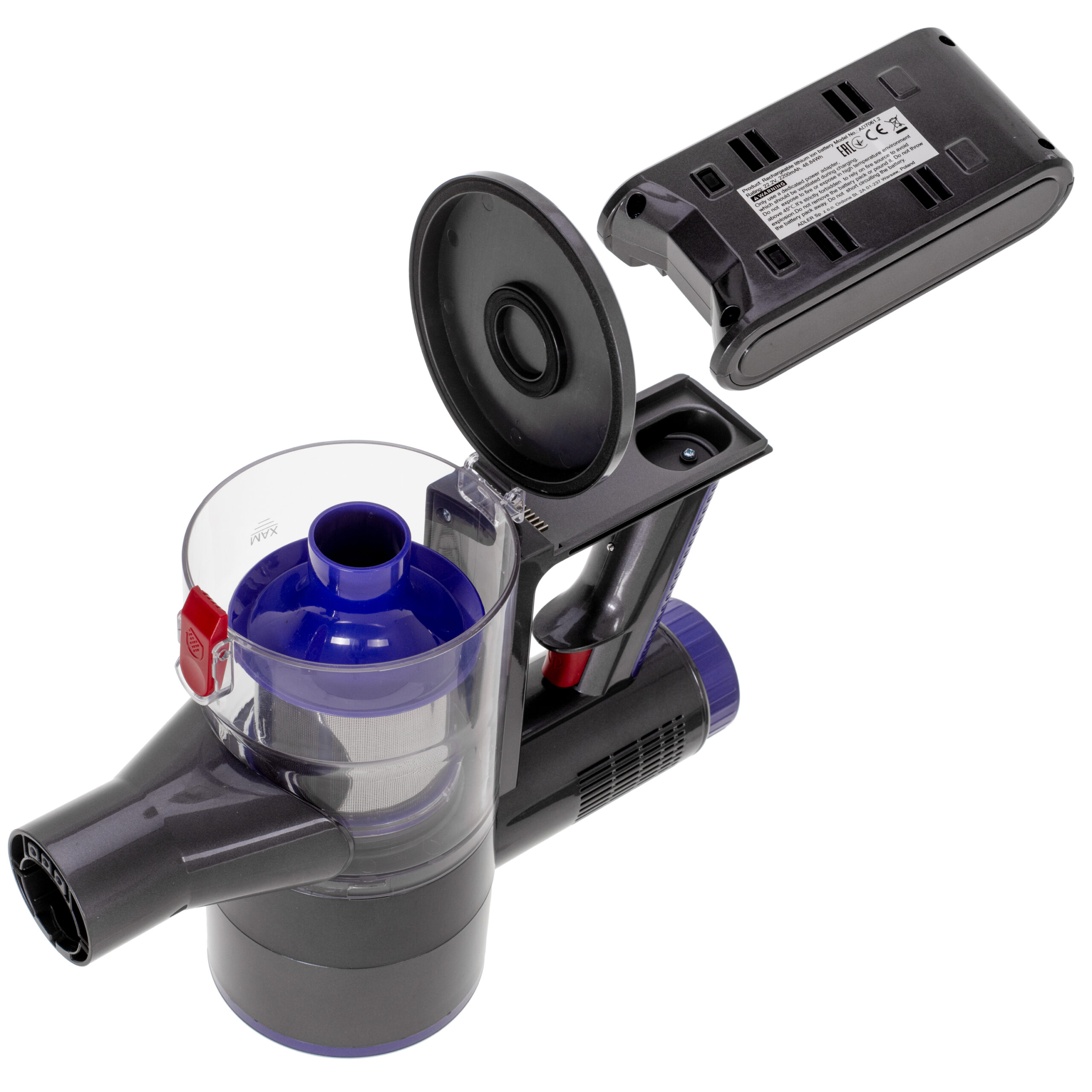 Adler Vacuum Cleaner | AD 7061 Allergy-friendly PRO | Cordless operating | 220-240 V | Operating time (max) 30 min | Black/Blue | Warranty 24 month(s) - Image 7