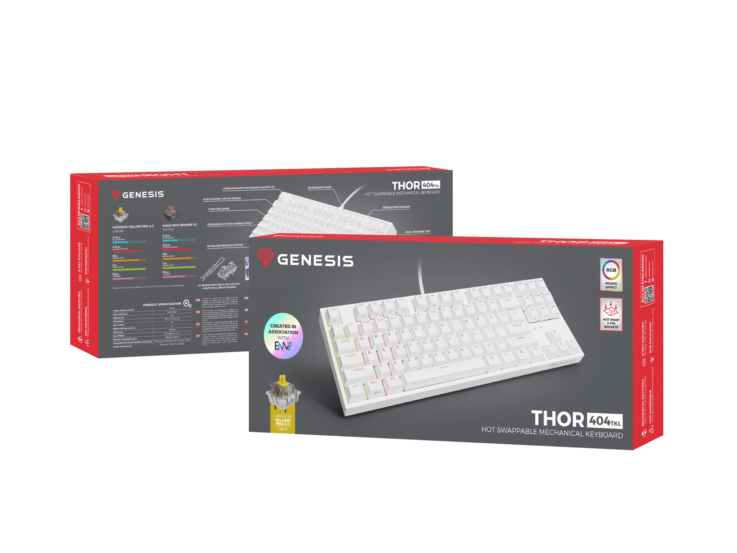 Genesis | Mechanical Gaming Keyboard | THOR 404 TKL RGB | Mechanical Gaming Keyboard | Wired | US | USB Type-A | 1005 g | Gateron Yellow Pro - Image 13
