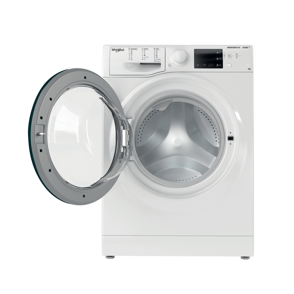 Whirlpool Washing machine | WRSB 7259 WB EU | Energy efficiency class B | Front loading | Washing capacity 7 kg | 1200 RPM | Depth 43.5 cm | Width 59.5 cm | Display | LED | Steam function | White - Image 4