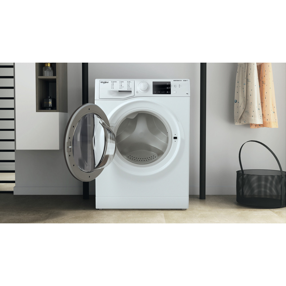 Whirlpool Washing machine | WRSB 7259 WB EU | Energy efficiency class B | Front loading | Washing capacity 7 kg | 1200 RPM | Depth 43.5 cm | Width 59.5 cm | Display | LED | Steam function | White - Image 7