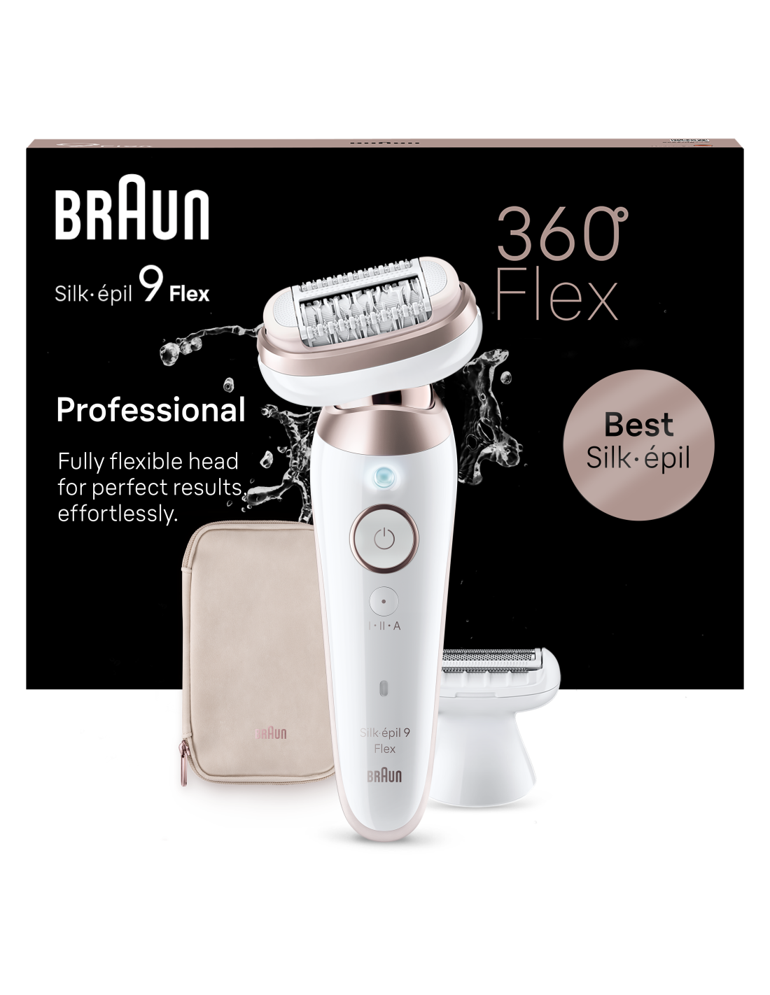 Braun Epilator | SES9-030 3D Silk-Epilk 9 Flex | Operating time (max) 50 min | Number of power levels 2 | Wet & Dry | White/Rose - Image 5