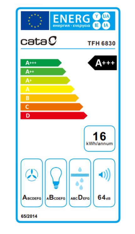 CATA | Hood | TFH 6830 X | Telescopic | Energy efficiency class A+++ | Width 60 cm | 795 m³/h | Touch Control | LED | Stainless steel - Image 5