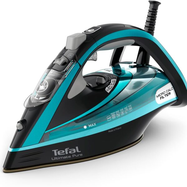 TEFAL | Ultimate Pure FV9844E0 | Steam Iron | 3200 W | Water tank capacity 350 ml | Continuous steam 60 g/min | Steam boost performance 250 g/min | Blue/Black