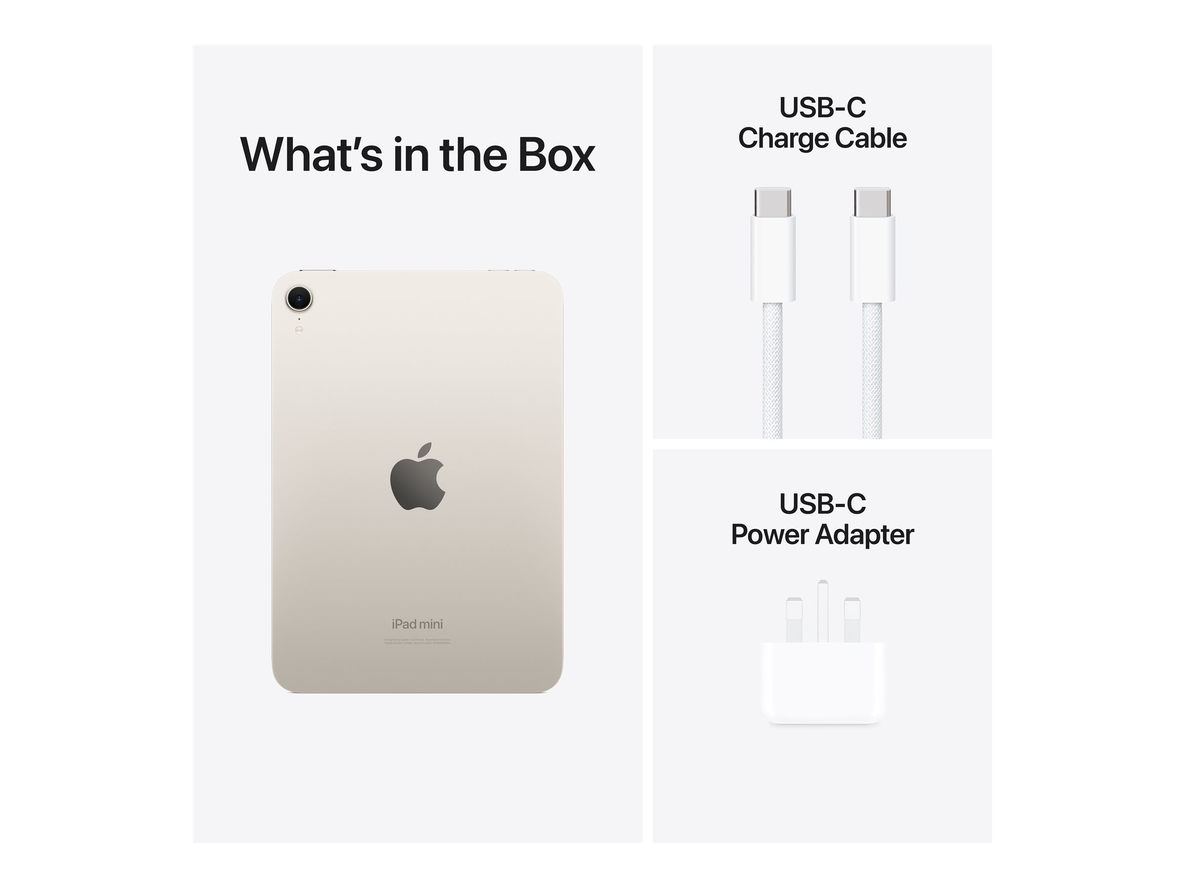 Apple | iPad mini | 8.3 " | Starlight | IPS | 2266 x 1488 pixels | Apple A17 Pro | 512 GB | Wi-Fi | Front camera | 12 MP | Rear camera | 12 MP | Bluetooth | 5.3 | iPadOS | USB-C charging cable - Image 6