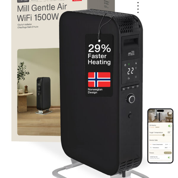 Mill | Heater | OIL1500WIFI3 Gentle Air | Oil Filled Radiator | 1500 W | Suitable for rooms up to 22 m² | Black