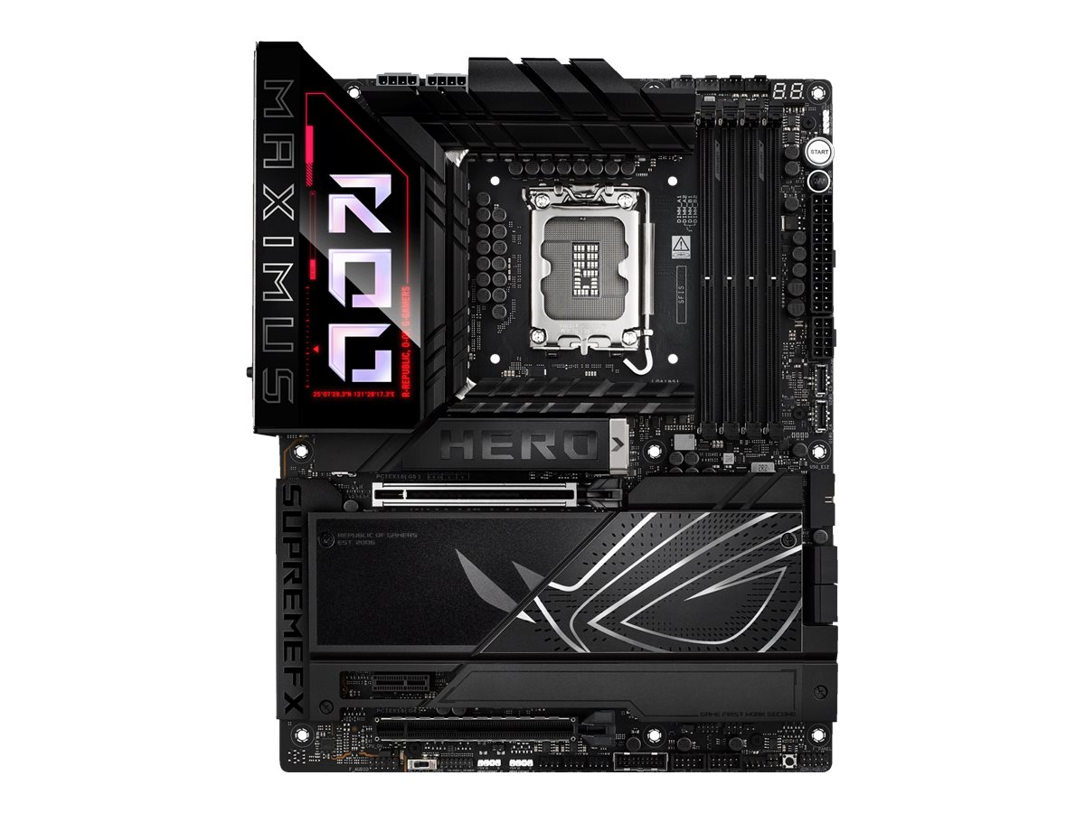 Asus ROG MAXIMUS Z890 HERO | Processor family Intel | Processor socket LGA1851 | DDR5 | Supported hard disk drive interfaces M.2, SATA | Number of SATA connectors 4