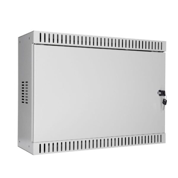 SOMI Networks | 3U, 19” Standard Vertical Installation Vertical Mount Cabinet | 3U-54/18SN | Gray | Cable Entrances; Steel Doors; Assembled | Depth: 18 cm