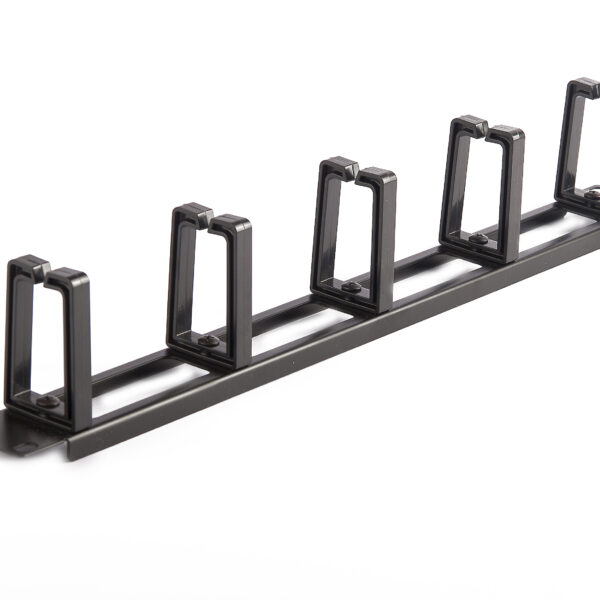 SOMI Networks | 19“ Cable Management Bar with 5pcs Plastc Rings | CMB-02 | Black | Ring Diameter 45x70mm; Holes in the Panel