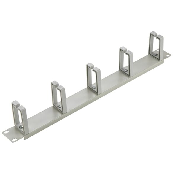 SOMI Networks | 19“ Cable Management Bar with 5pcs Plastc Rings | CMB-03G | Gray | Ring Diameter 45x70mm