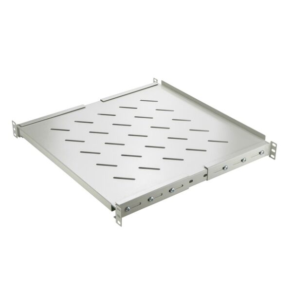 SOMI Networks | Depth Adjustable Telescopic Shelf for Cabinet Depths 600, 800 | 1U-75-G-Slide | Gray | 1U fixed on four 19” mounting profiles; Max load 50kg | Depth: 75 cm
