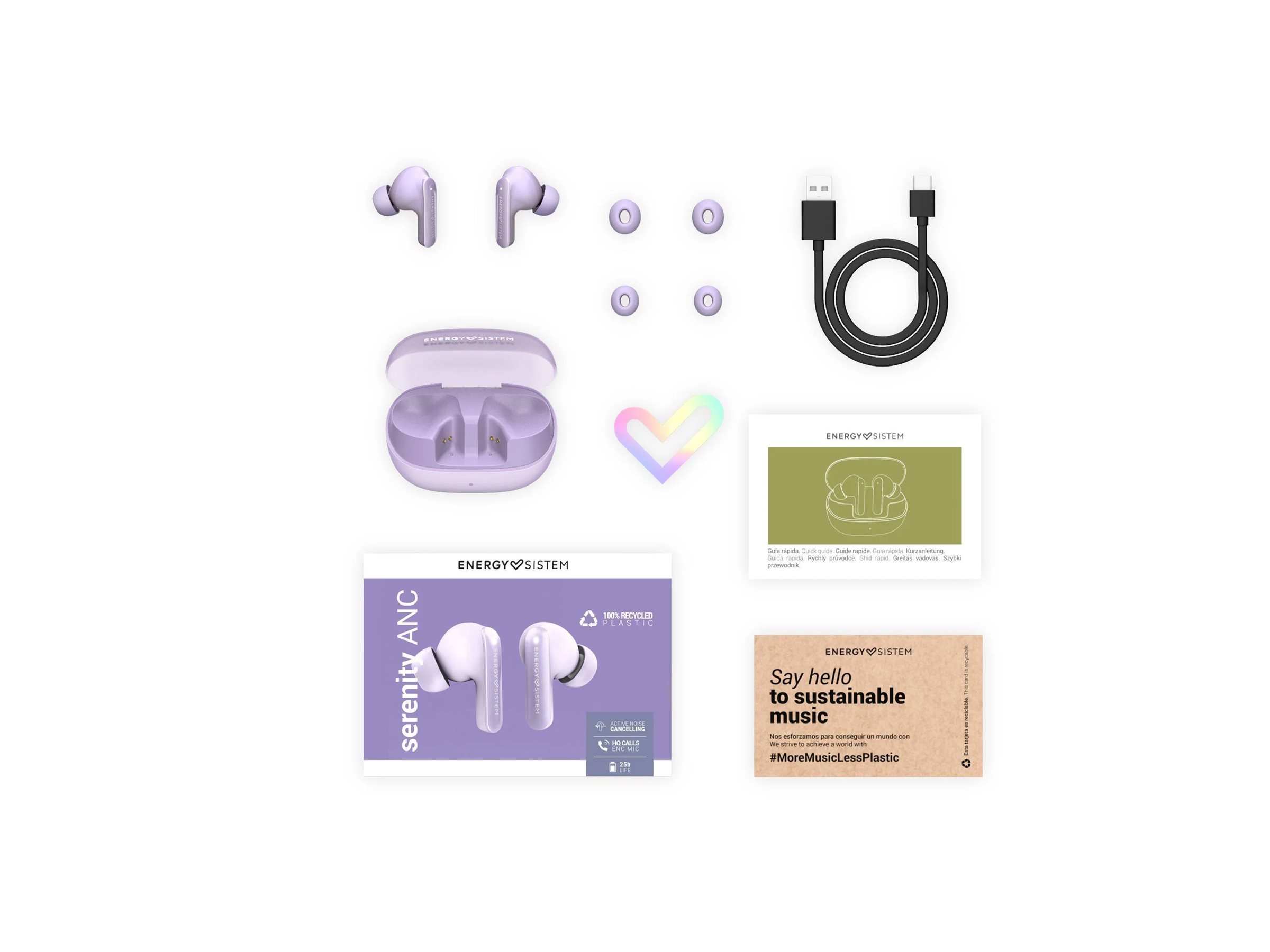 Energy Sistem True Wireless Earphones | Serenity ANC | Built-in microphone | Bluetooth | ANC | Lavender - Image 6