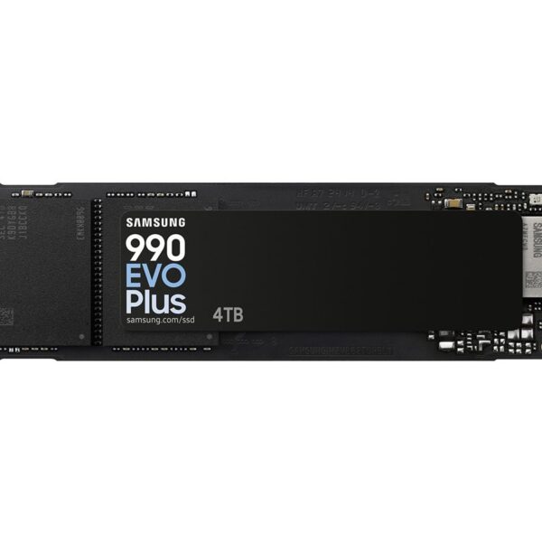 Samsung 990 EVO Plus | 4000 GB | SSD form factor M.2 2280 | Solid-state drive interface PCIe 4.0 x4/5.0 x2 NVMe 2.0 | Read speed 7250 MB/s | Write speed 6300 MB/s