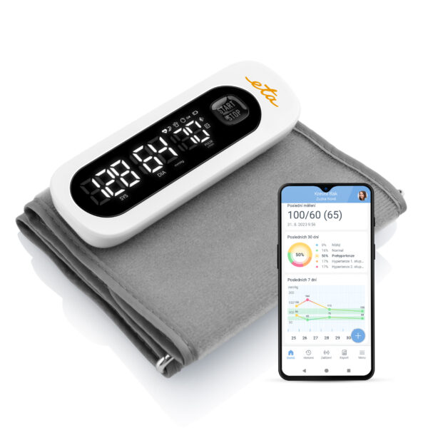 ETA | Smart Blood Pressure Monitor | ETA629790000 Gauge | Memory function | Number of users 1 user(s) | Measured values: Diastolic pressure, Pulse, Systolic pressure; Number of measurements in memory: 199 | Arm