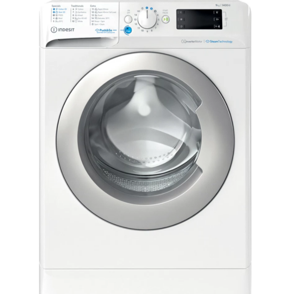 INDESIT | Washing Machine | BWE 91496X WSV EE | Energy efficiency class A | Front loading | Washing capacity 9 kg | 1400 RPM | Depth 63 cm | Width 59.5 cm | Digital | White
