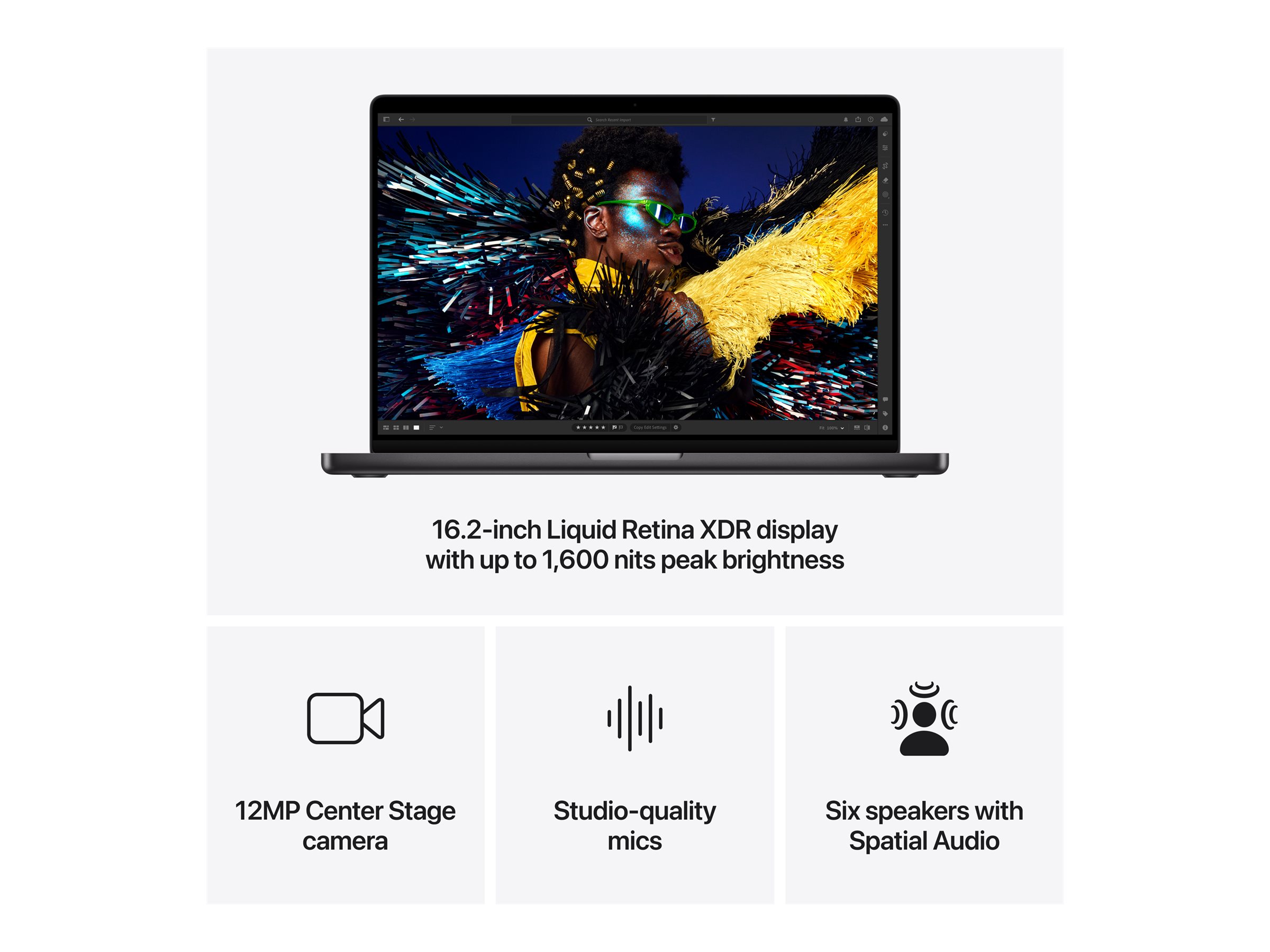 Apple MacBook | Pro | Space Black | 16 " | 3456 x 2234 pixels | Apple M4 Pro | 48 GB | Solid-state drive capacity 512 GB | Apple M4 Pro chip 14-core CPU/20-core GPU | macOS | 802.11ax | Bluetooth version 5.3 | Keyboard language Russian | Keyboard backlit | Warranty 12 month(s) - Image 6
