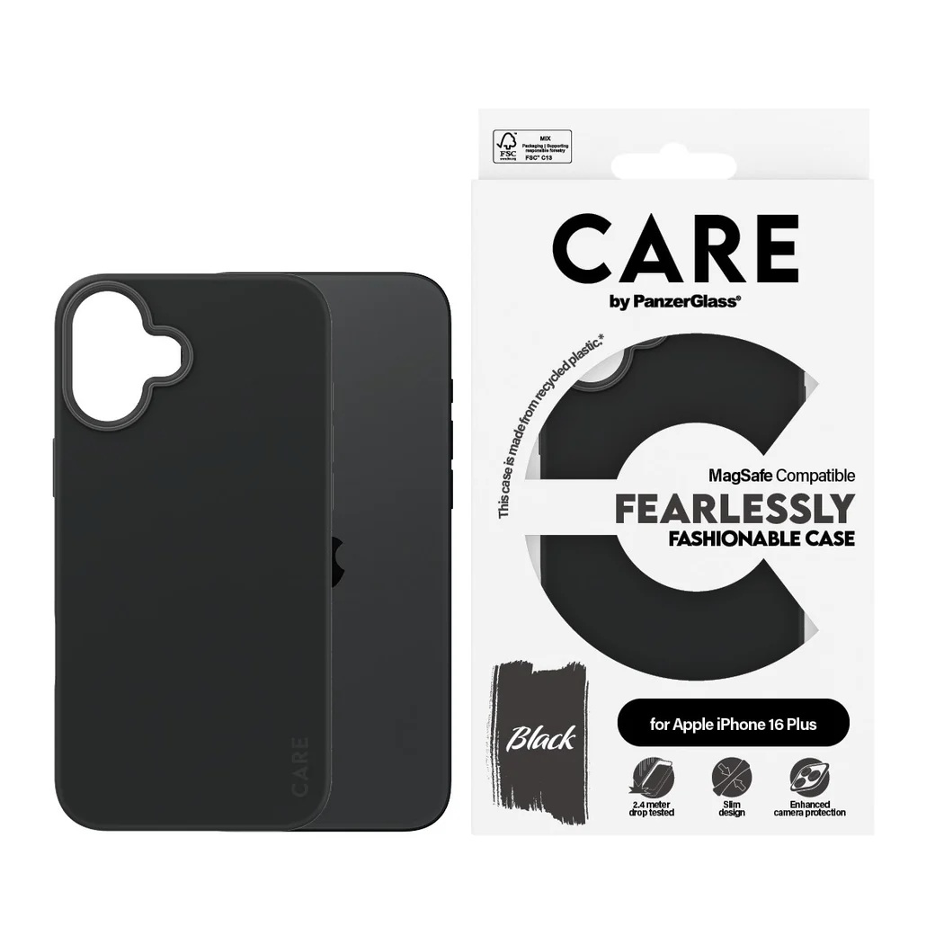 CARE by PanzerGlass Case Fashion | Back protection | Apple | iPhone 16 Plus | Recycled plastic | Black | MagSafe - Image 5