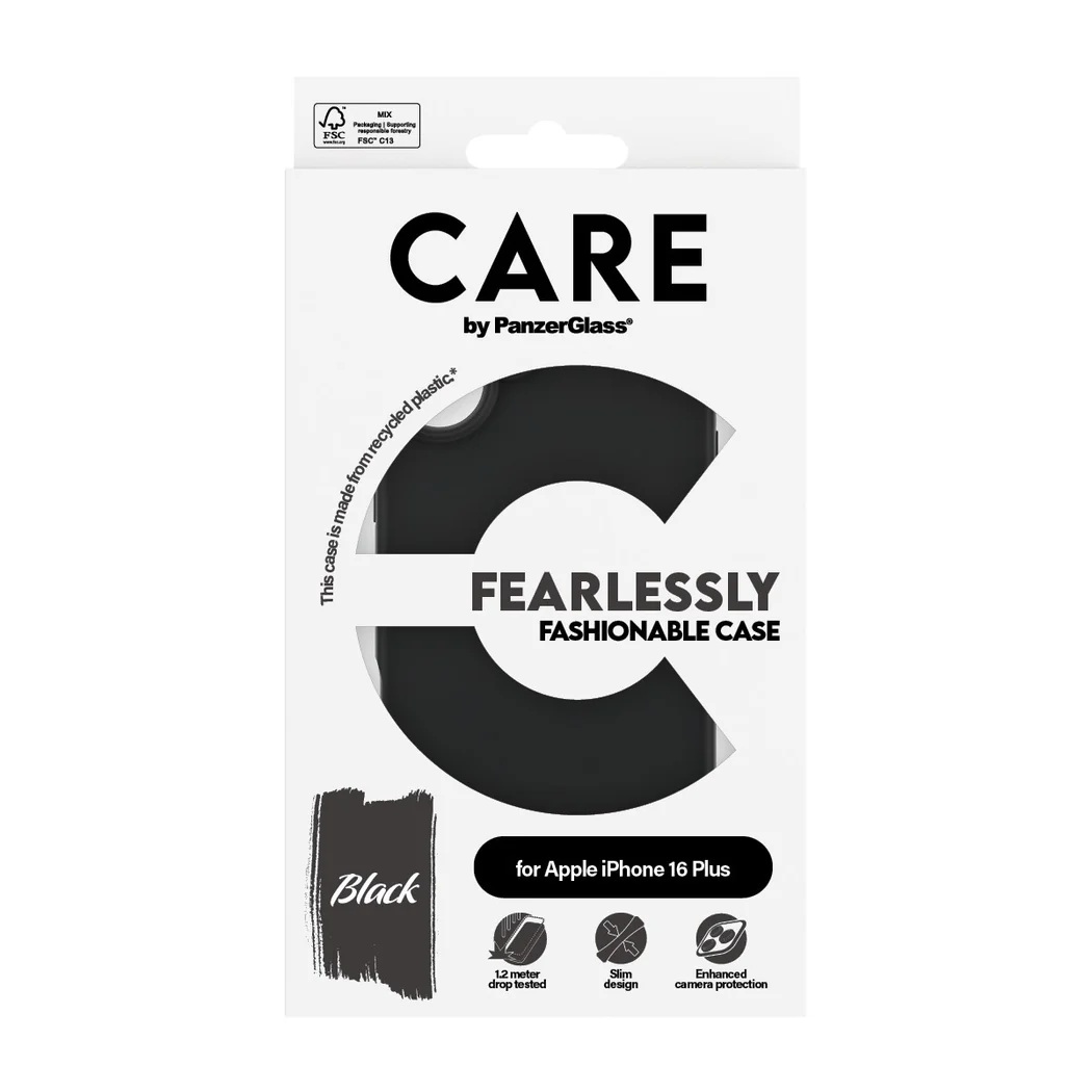 CARE by PanzerGlass Case Fashion | Back protection | Apple | iPhone 16 Plus | Recycled plastic | Black - Image 7
