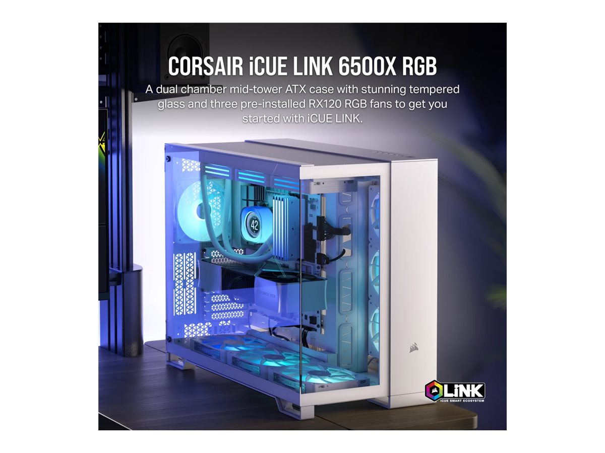 Corsair Dual Chamber PC Case | iCUE LINK 6500X RGB | White | Mid Tower | ATX - Image 12
