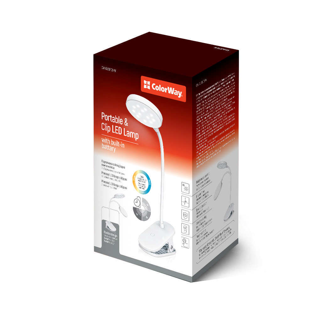 ColorWay LED Table Lamp Flexible and Clip 2 with Built-in Battery | CW-DL10FCB-W - Image 9