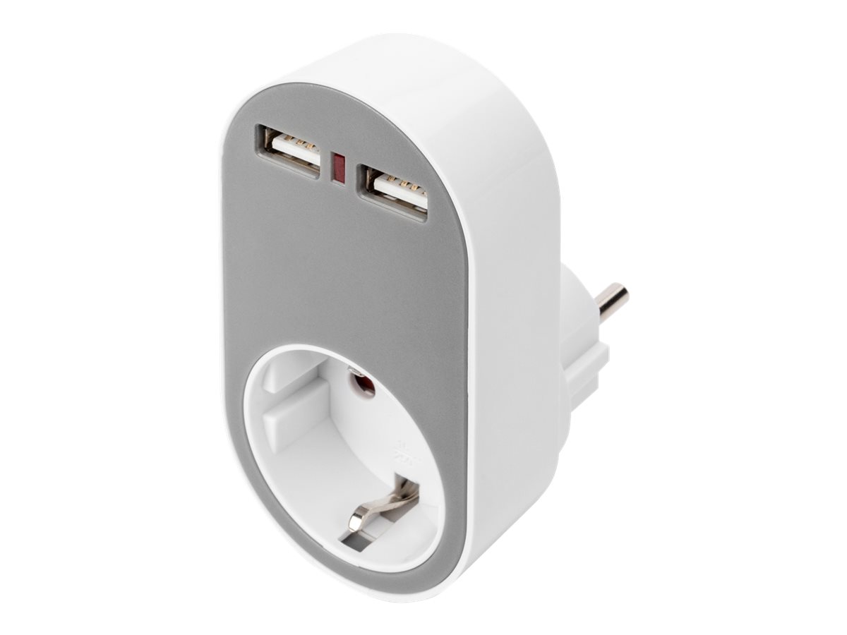 Digitus Universal USB Plug-in Charger with 2 x USB-A Sockets and Integrated Socket | DA-70617 - Image 2