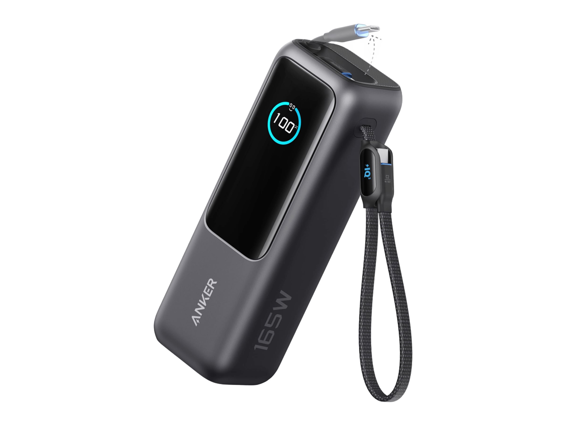 Anker Zolo Powerbank | A1695H11 | 25000 mAh | Built-In USB-C and Retractable Cable) | Grey - Image 2