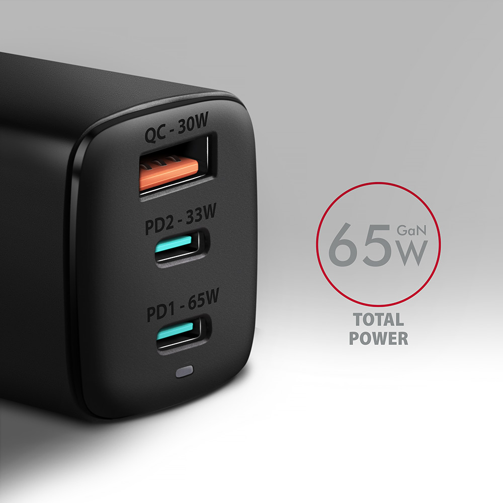 AXAGON GaN wallcharger 3x port (USB-A + 2x USB-C), 65W | ACU-DPQ65 - Image 3