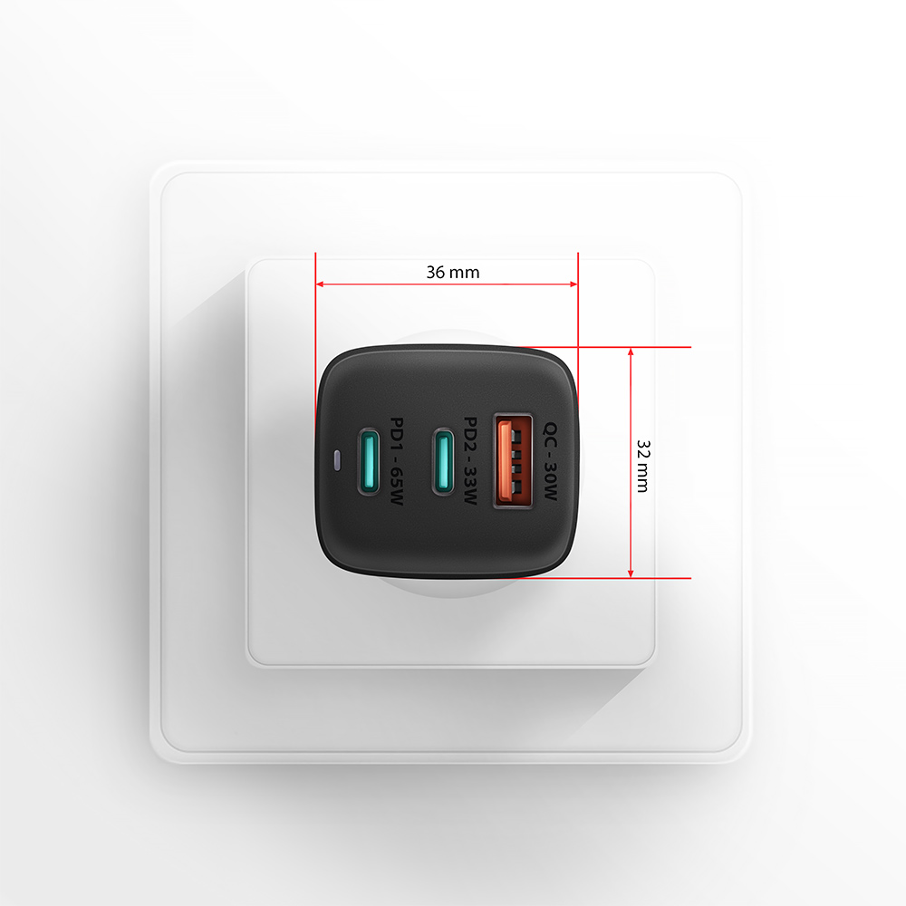 AXAGON GaN wallcharger 3x port (USB-A + 2x USB-C), 65W | ACU-DPQ65 - Image 8