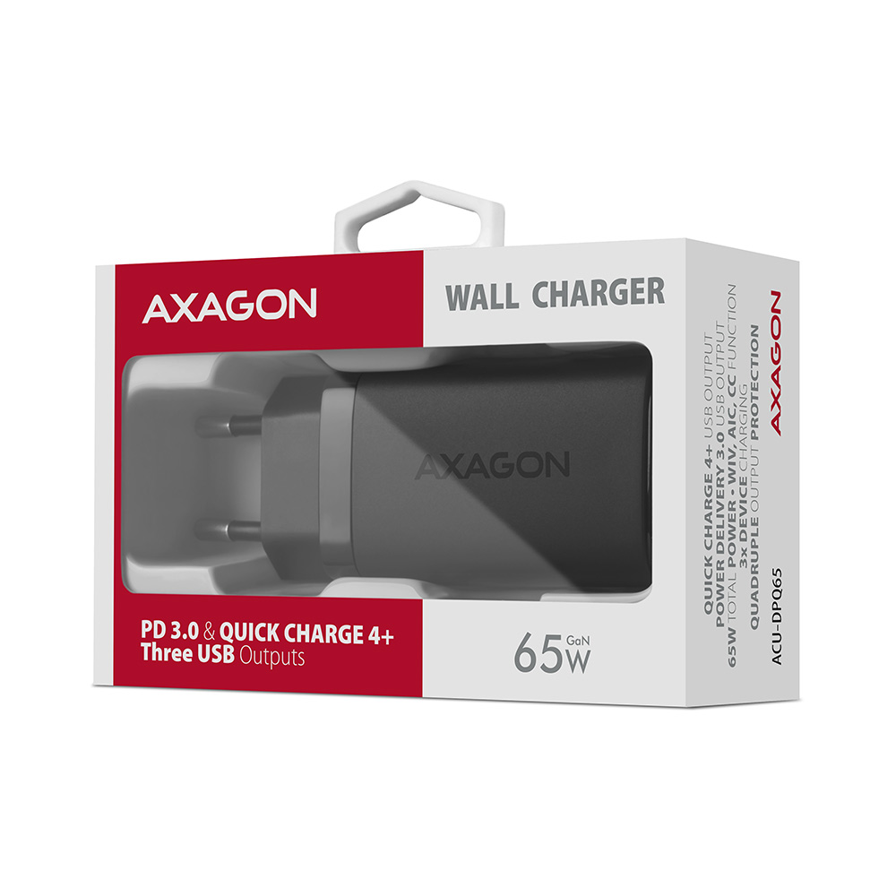 AXAGON GaN wallcharger 3x port (USB-A + 2x USB-C), 65W | ACU-DPQ65 - Image 10