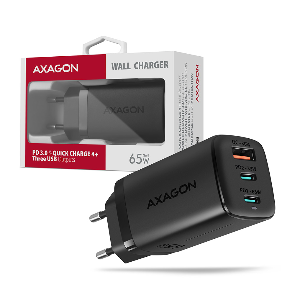 AXAGON GaN wallcharger 3x port (USB-A + 2x USB-C), 65W | ACU-DPQ65 - Image 11