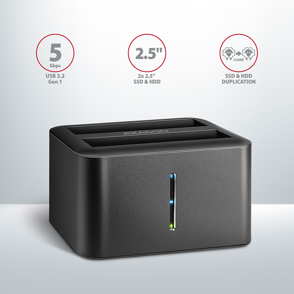 AXAGON | SuperSpeed USB DUAL 2.5" SSD/HDD MINI dock | ADSA-D25 - Image 2