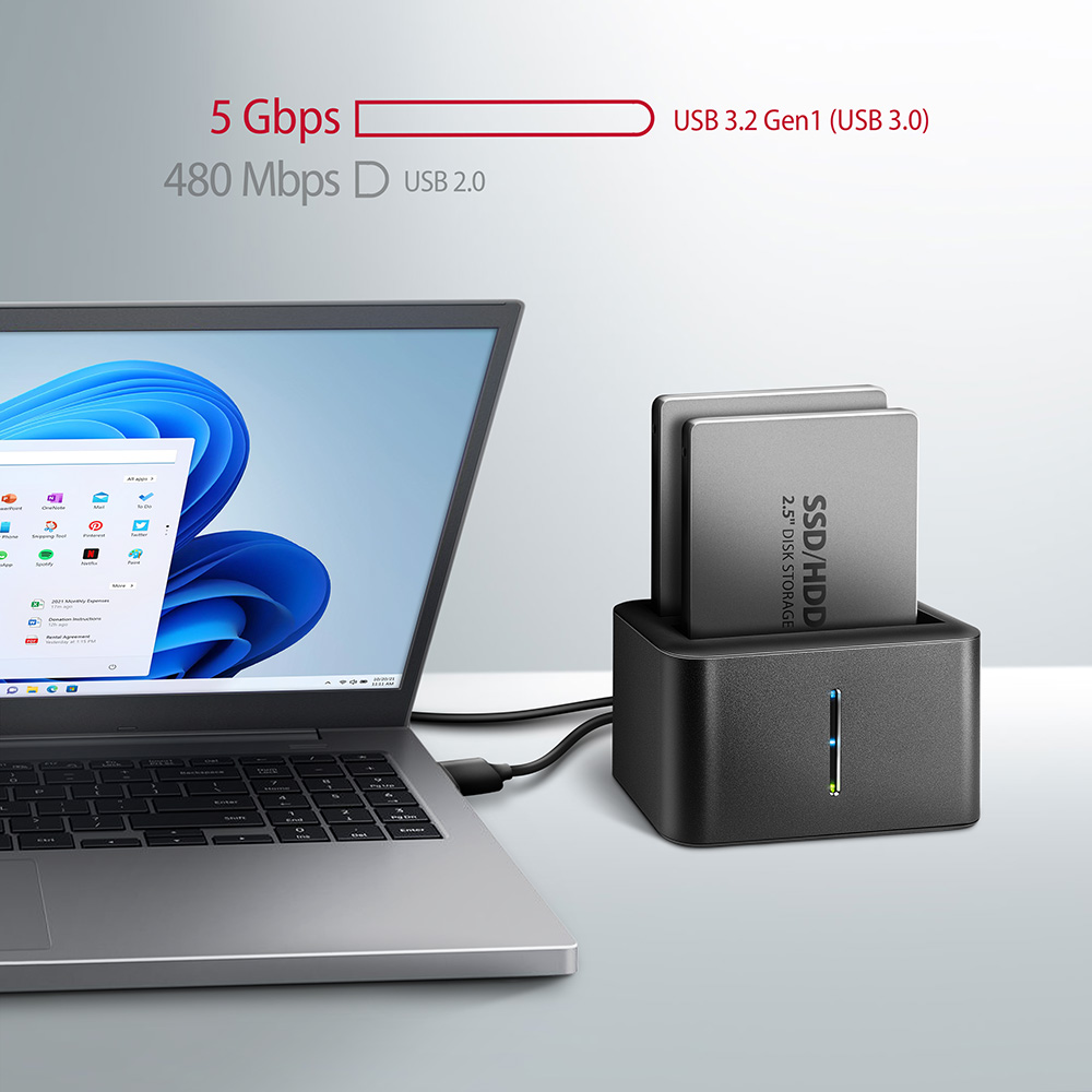AXAGON | SuperSpeed USB DUAL 2.5" SSD/HDD MINI dock | ADSA-D25 - Image 4
