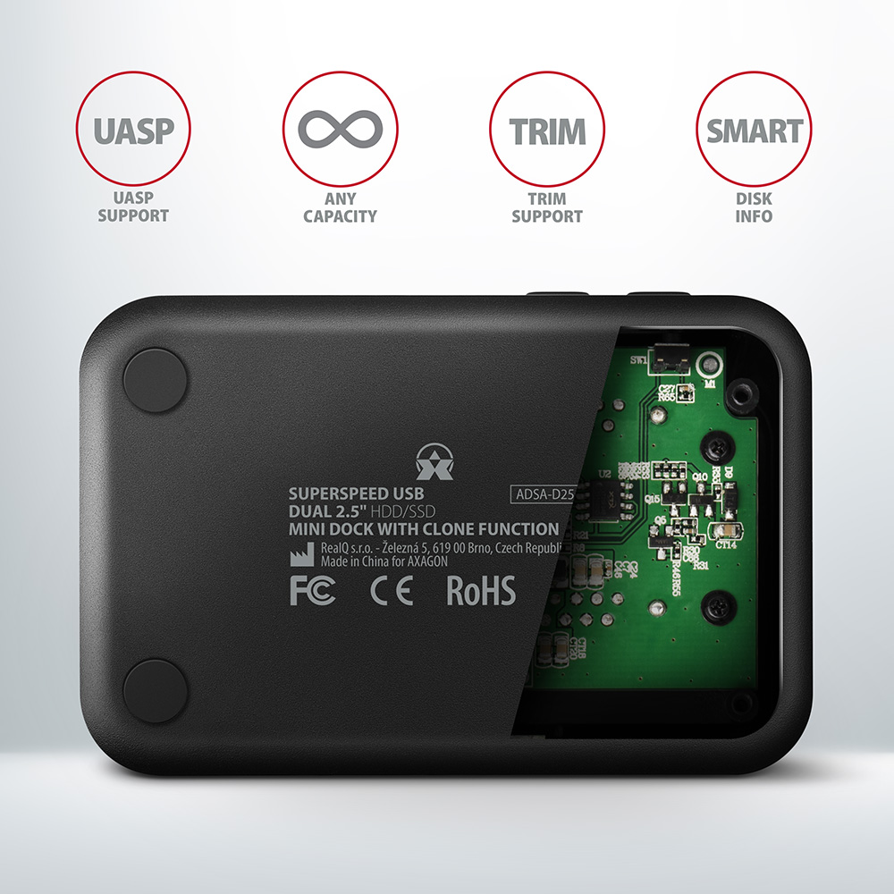 AXAGON | SuperSpeed USB DUAL 2.5" SSD/HDD MINI dock | ADSA-D25 - Image 6