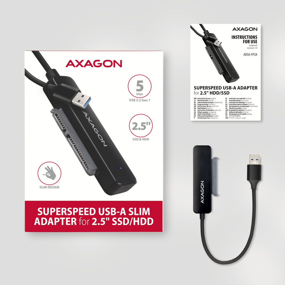 AXAGON USB-A 5Gbps SLIM adapter for 2.5" SSD/HDD | ADSA-FP2A - Image 7