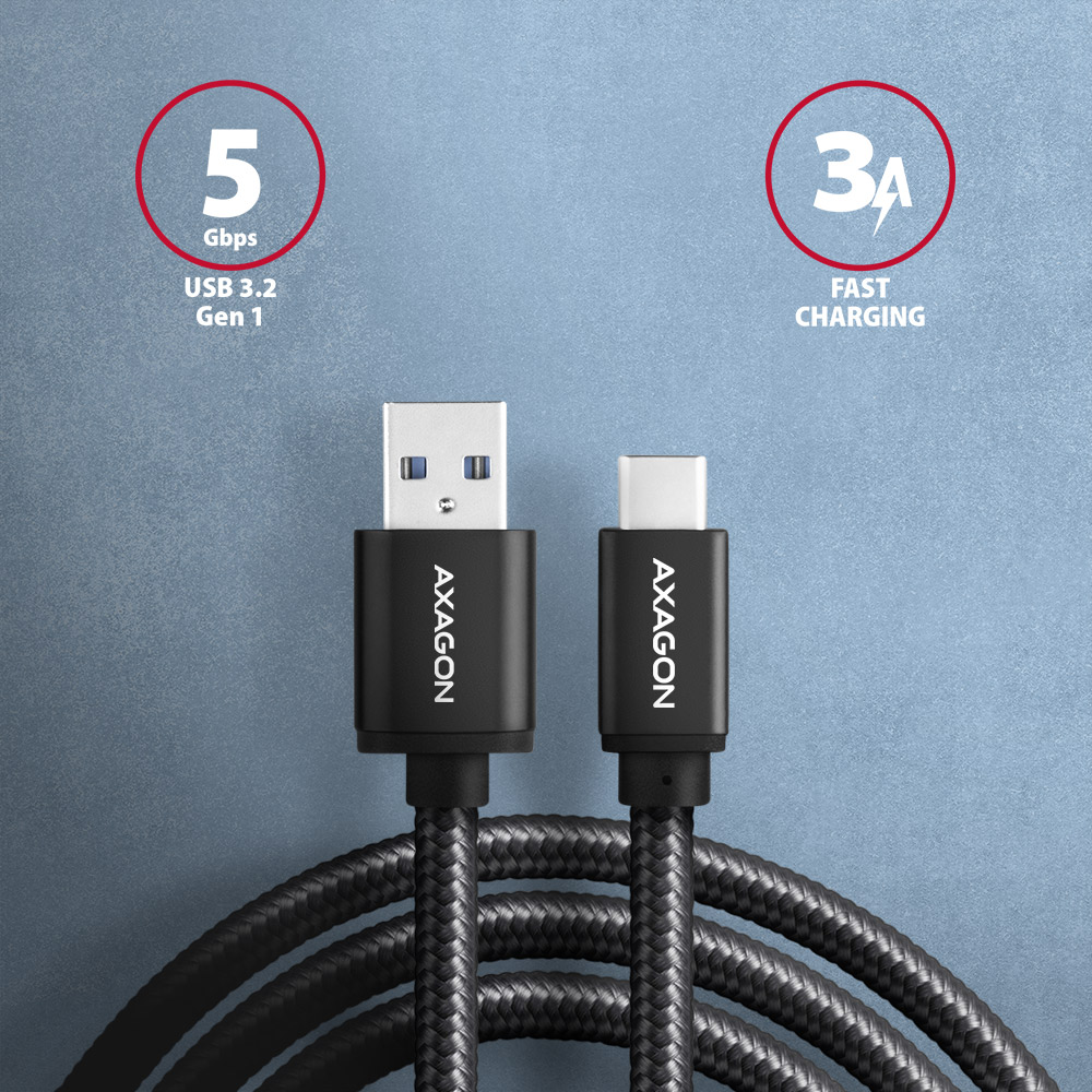 AXAGON | Data and charging cable | BUCM3-AM20AB | USB Type-C to USB Type-A - Image 3