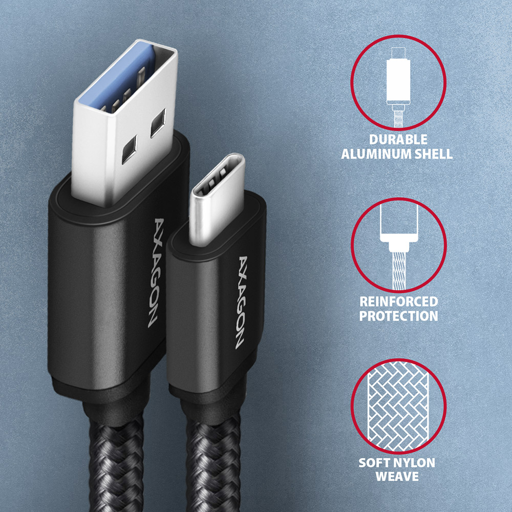 AXAGON | Data and charging cable | BUCM3-AM20AB | USB Type-C to USB Type-A - Image 4