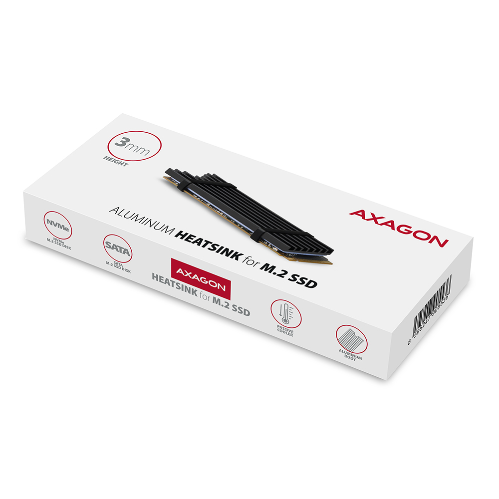 AXAGON Passive aluminum heatsink for all M.2 SSDs, size 2280, high 3 mm | CLR-M2L3 - Image 9