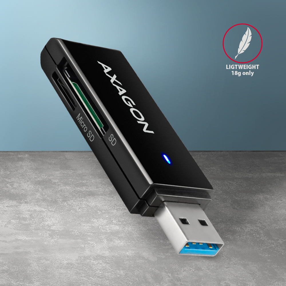 AXAGON Slim super-speed USB 3.2 Gen 1 card reader with a direct USB-A connector | CRE-S2N - Image 6