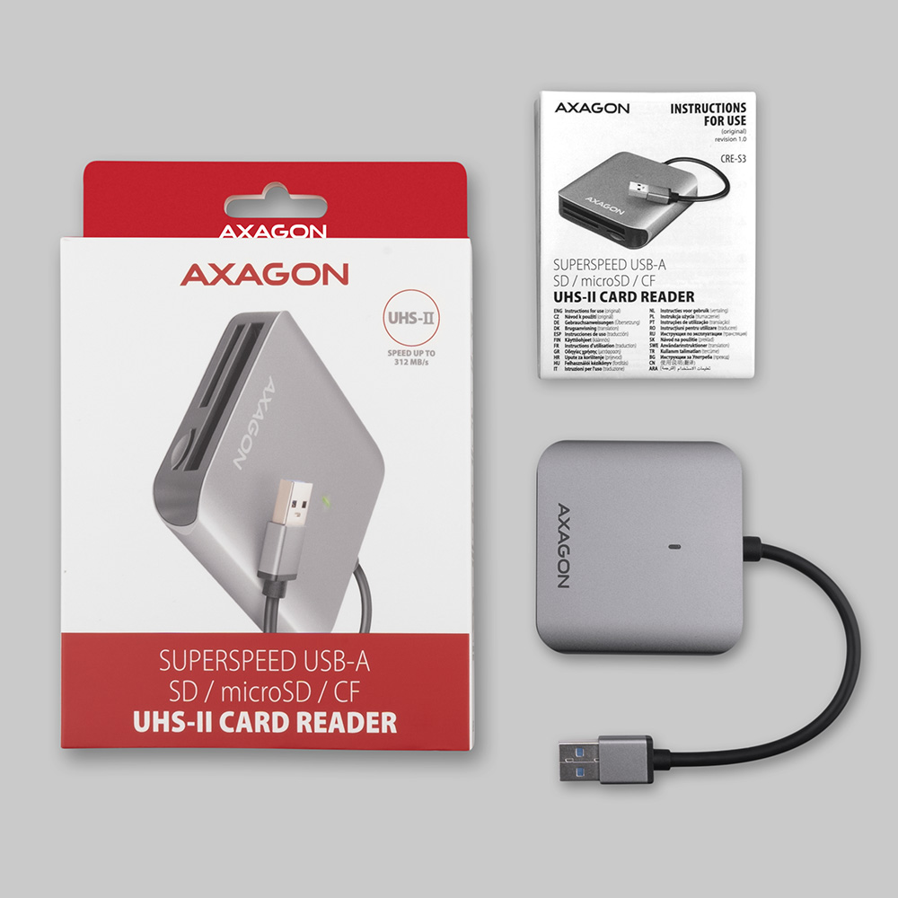 AXAGON Aluminum high-speed USB-A 3.2 Gen 1 memory card reader, 3 slots | CRE-S3 - Image 7