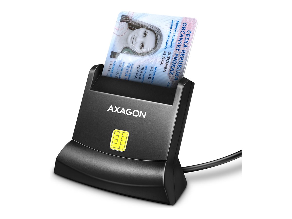 AXAGON Universal desktop USB contact Smart card/ID card reader with long, USB-A cable | CRE-SM4N - Image 2