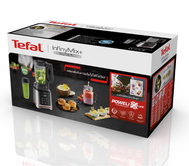 TEFAL | Blender | Infiny Mix+ BL91HD31 | Tabletop | 1600 W | Jar material Tritan | Jar capacity 2.6 L | Ice crushing | Stainless Steel/Black - Image 5