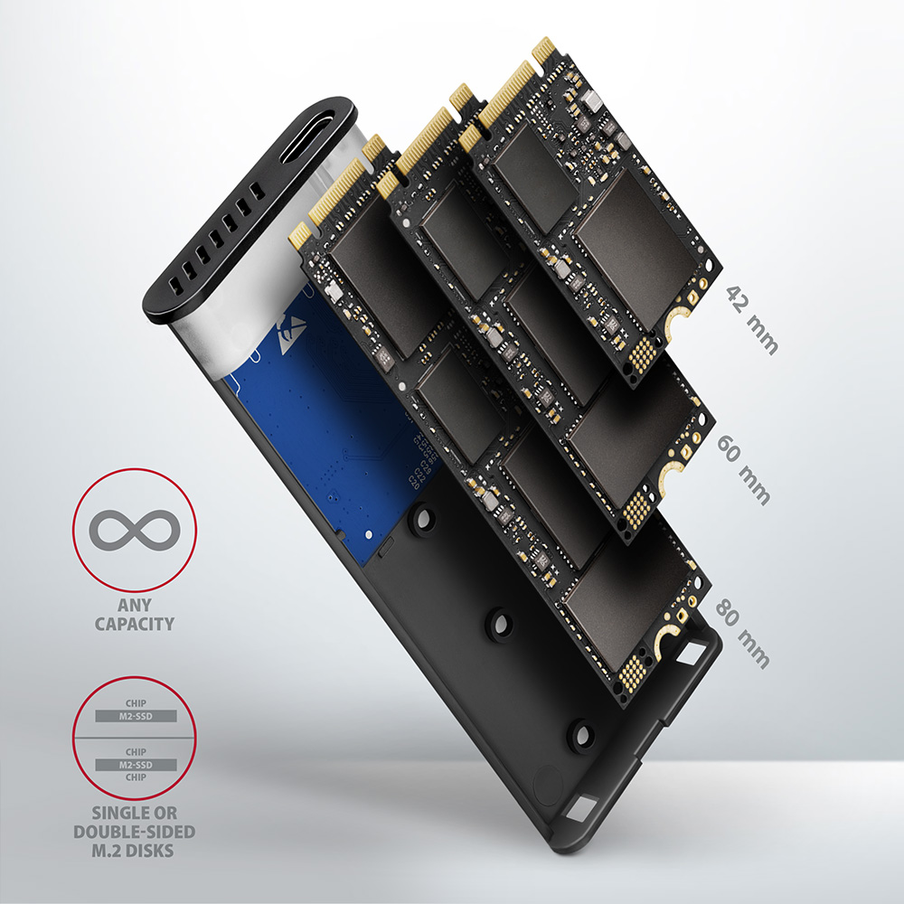 AXAGON External USB-C 3.2 Gen 2 metal box for M.2 NVMe & SATA SSD disks | EEM2-SG2 - Image 10