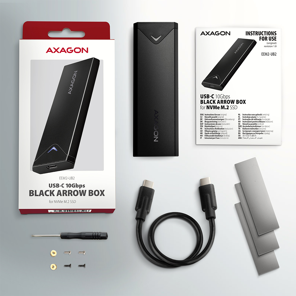 AXAGON External USB-C 10Gbps metal box for M.2 NVMe SSD disks | EEM2-UB2 - Image 12