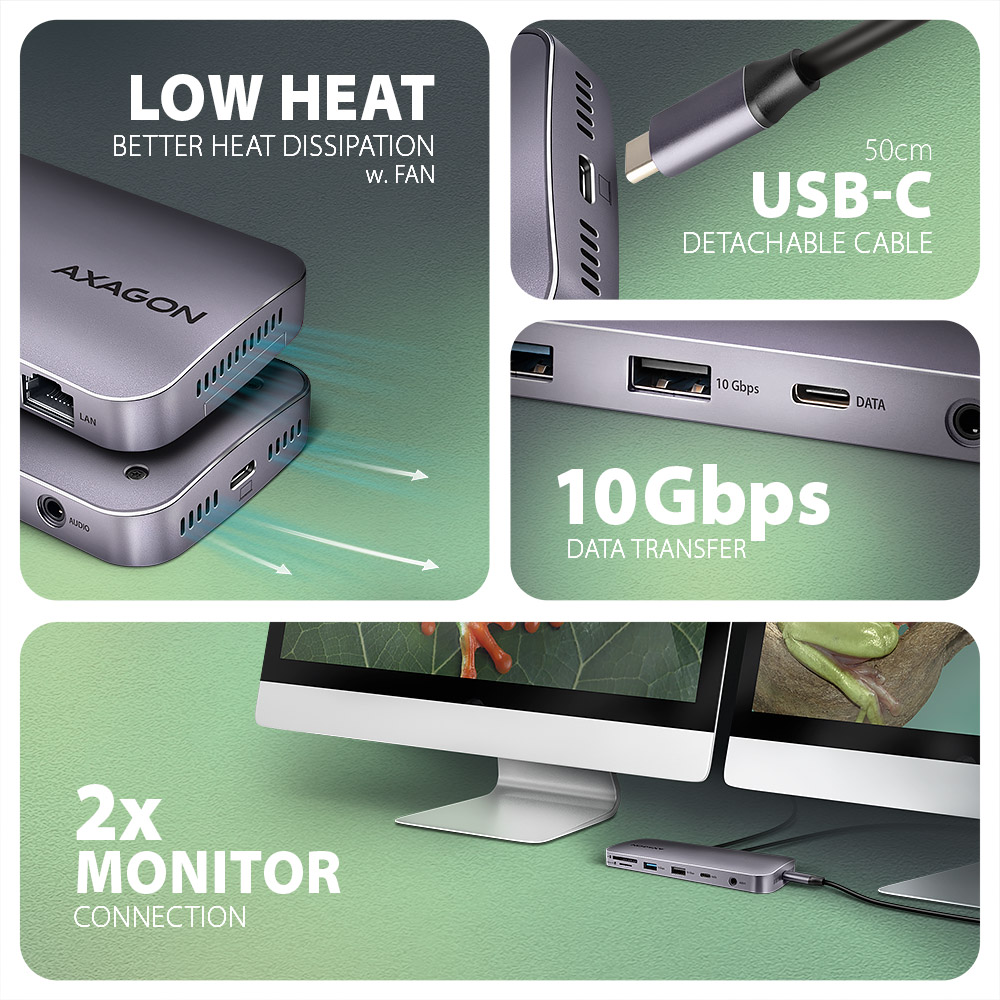 AXAGON USB-C 10Gbps GEN2COMBO 12in1 Hub | HMC-12GM2 - Image 5