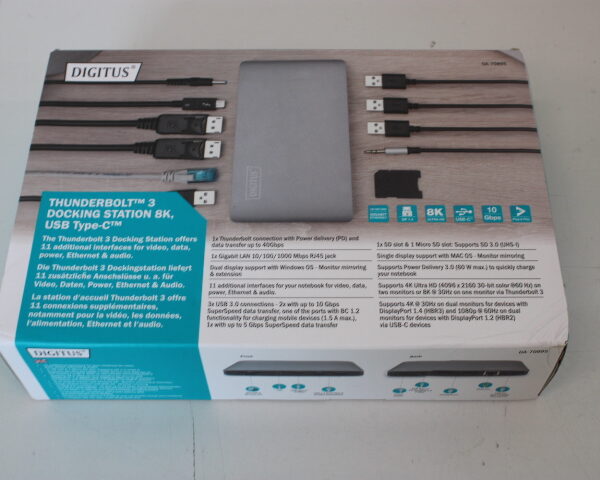 SALE OUT. | Digitus | Thunderbolt™ 3 Dockingstation 8K, USB Type-C™ | Ethernet LAN | Warranty 24 month(s) | DAMAGED PACKAGING, UNPACKED