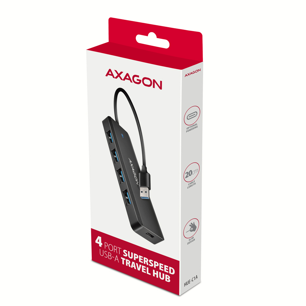 AXAGON Travel four-port USB-A 5Gbps hub | HUE-C1A - Image 8