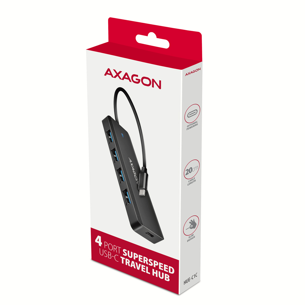 AXAGON Travel four-port USB-C 5Gbps hub | HUE-C1C - Image 8
