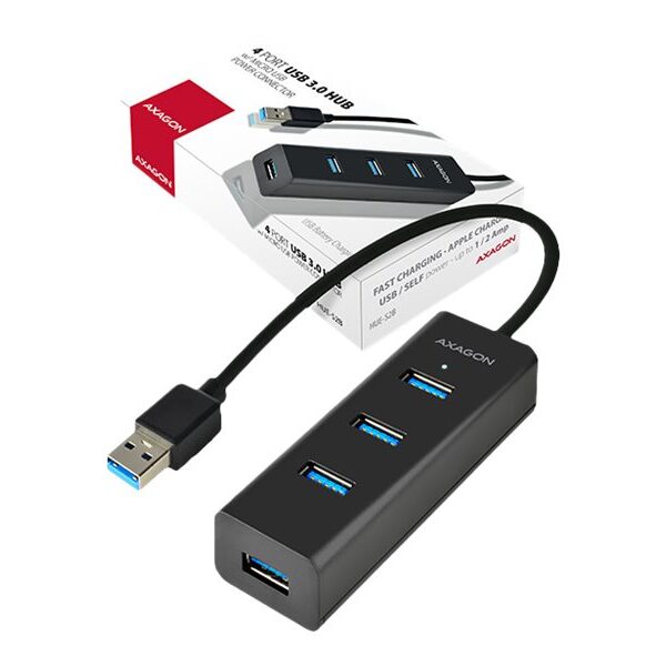 AXAGON Four-port USB 3.0 hub with fast charging and power support | HUE-S2B