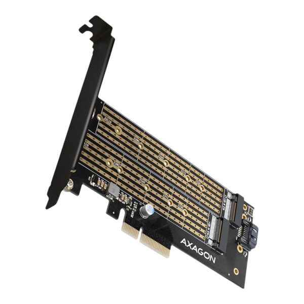 AXAGON PCI-Express x4 adapter to connect up to two M.2 disks to a computer | PCEM2-D