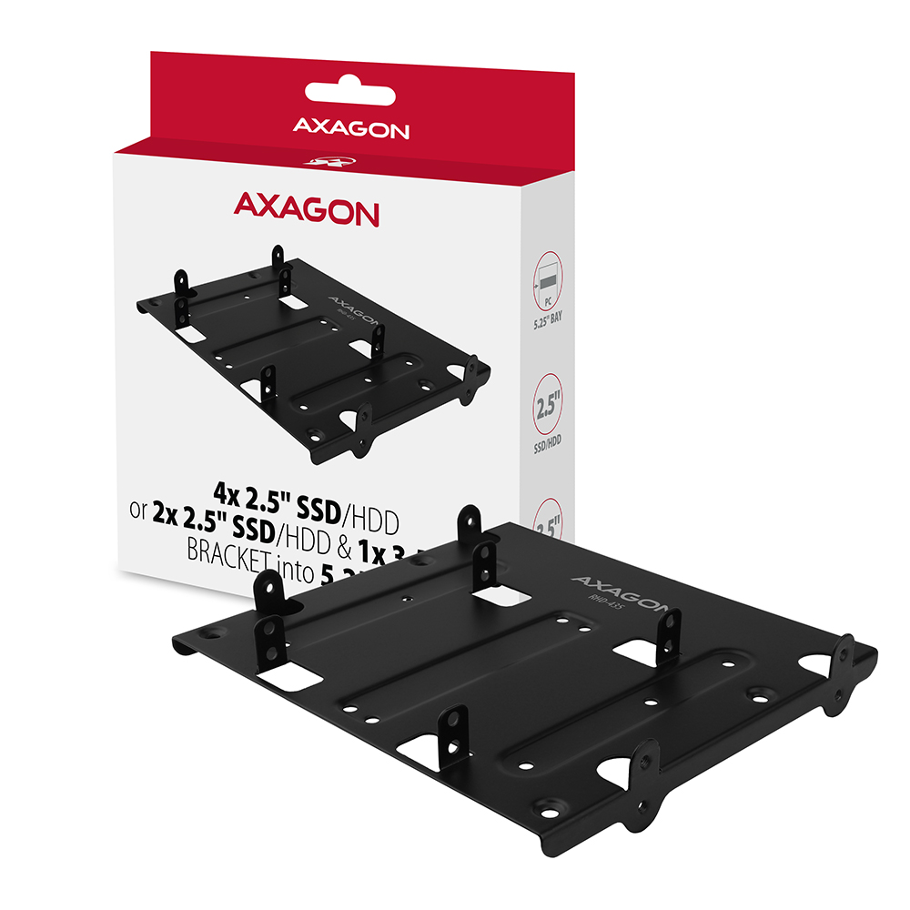 AXAGON Metal frame for mounting four 2.5" disks or two 2.5" disks and one 3.5" disk in a 5.25" position | RHD-435 - Image 12